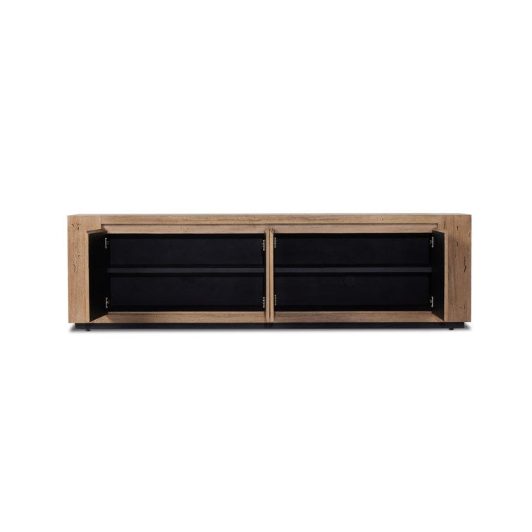Natural Oak Rustic Media Console with Cabinet Storage