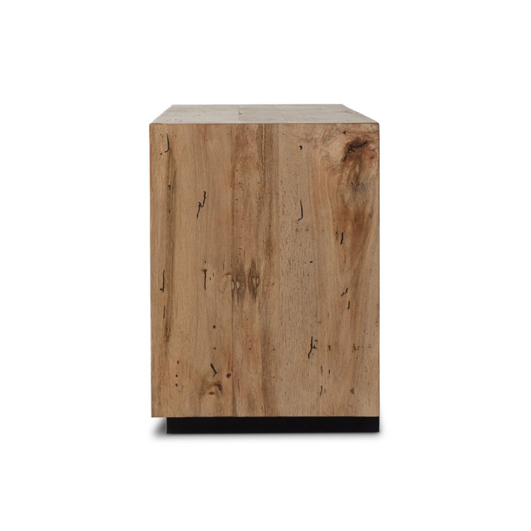 Natural Oak Rustic Media Console with Cabinet Storage