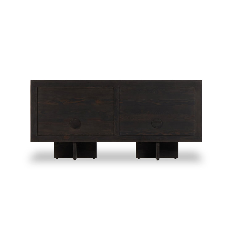 Levon 69'' Black Pine and Cane Sideboard