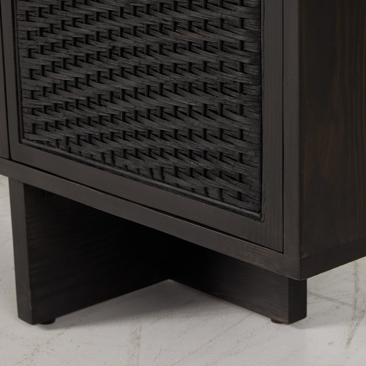 Levon 69'' Black Pine and Cane Sideboard