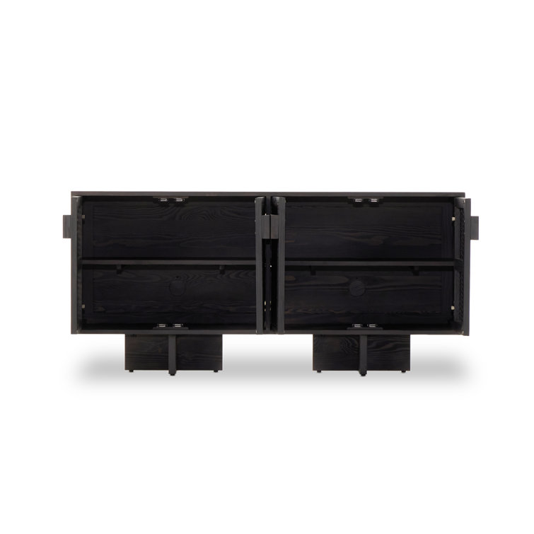 Levon 69'' Black Pine and Cane Sideboard