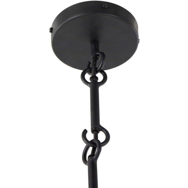 Matte Black Aluminum 19.5" Pendant Light with Antiqued Iron Hardware