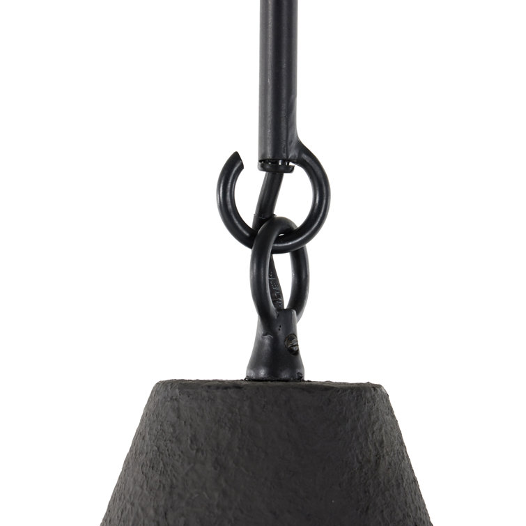 Matte Black Aluminum 19.5" Pendant Light with Antiqued Iron Hardware