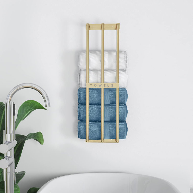 Gold Wall Mounted 30-Inch Towel Rack for Rolled Towels