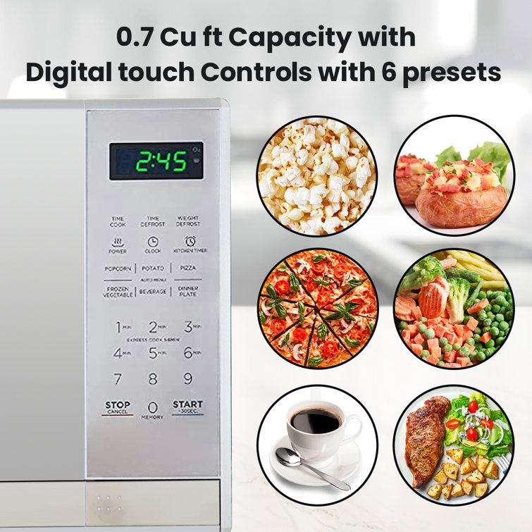 Compact Black and Silver Stainless Steel Microwave Oven for RV