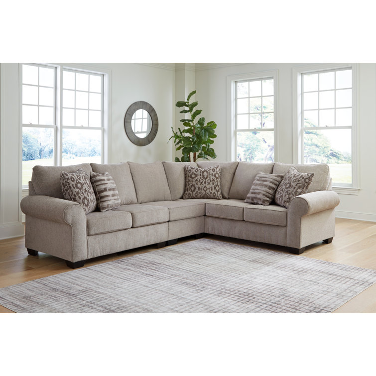 Claireah Beige Polyester Left-Arm Facing Loveseat
