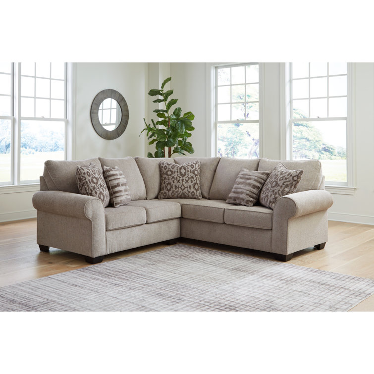 Beige Fabric 2-Piece Right Arm Facing Sectional Sofa