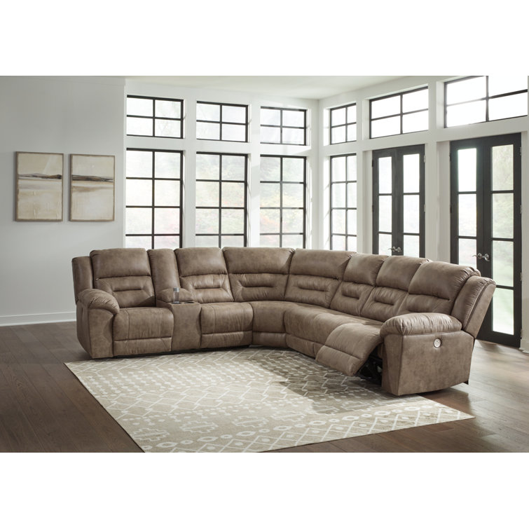 Ravenel Four-Piece Faux Leather Reclining Sectional