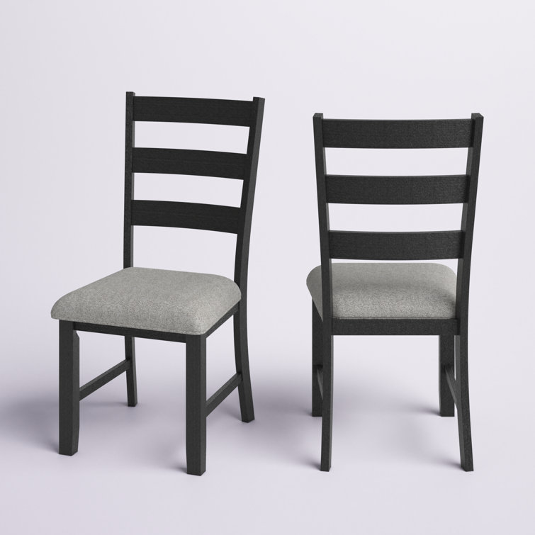 Black Upholstered Ladderback Wood Side Chair