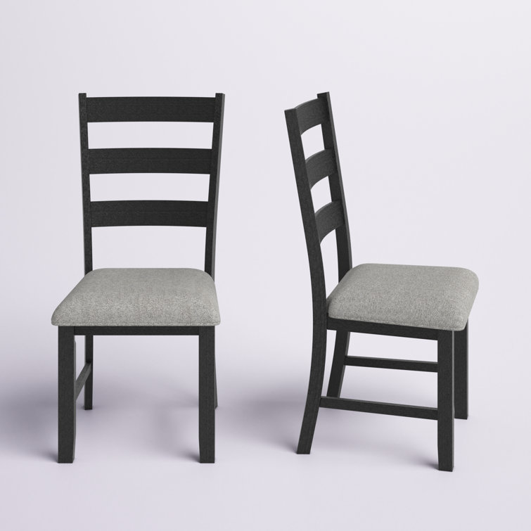 Black Upholstered Ladderback Wood Side Chair