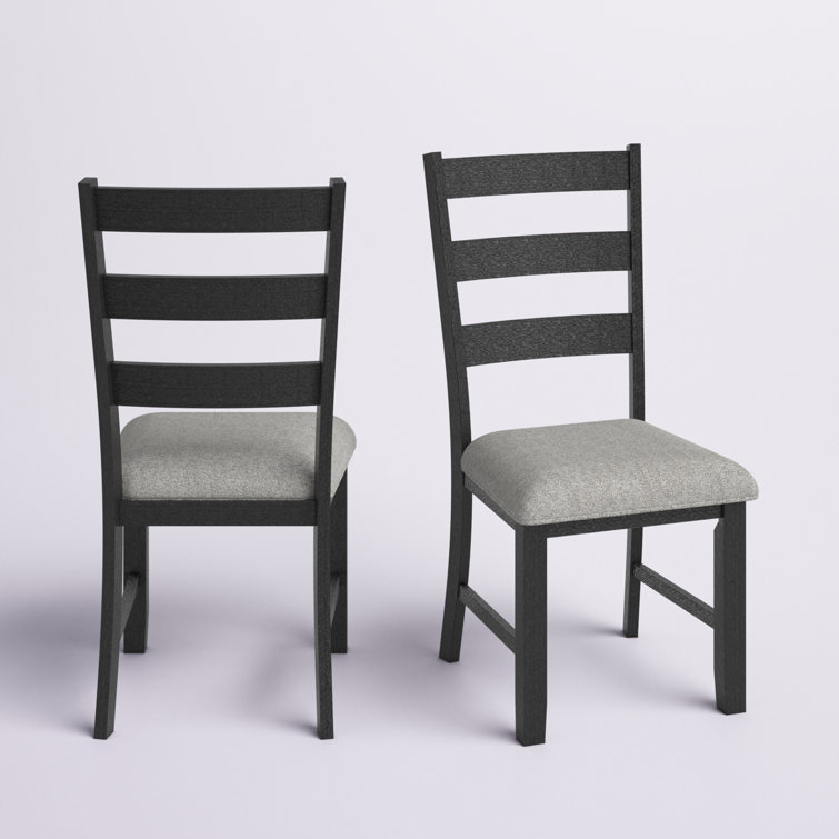 Black Upholstered Ladderback Wood Side Chair