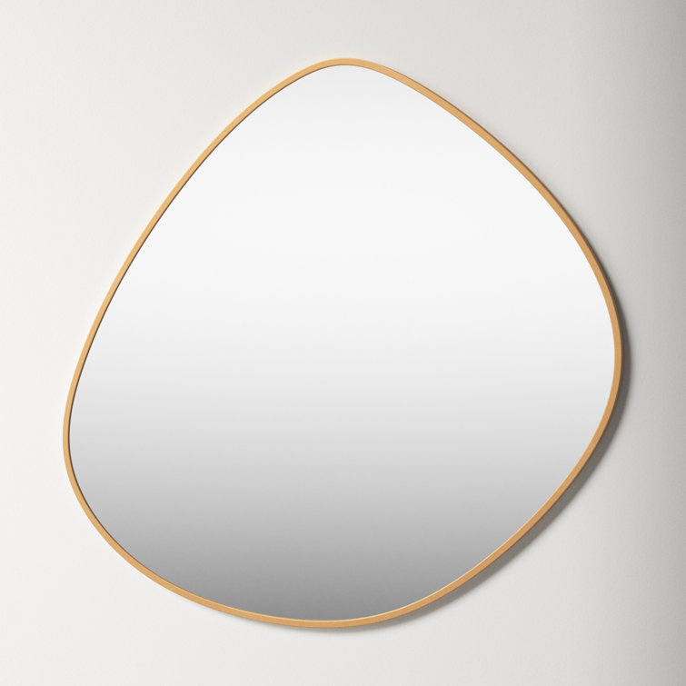 Asymmetrical Gold Metal Framed Wall Mirror, 37" x 36"