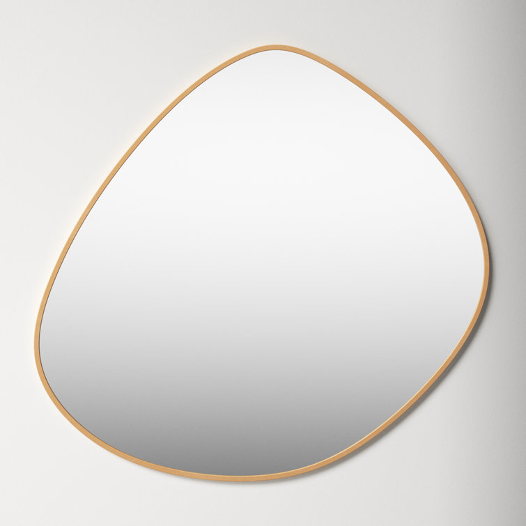 Asymmetrical Gold Metal Framed Wall Mirror, 37" x 36"