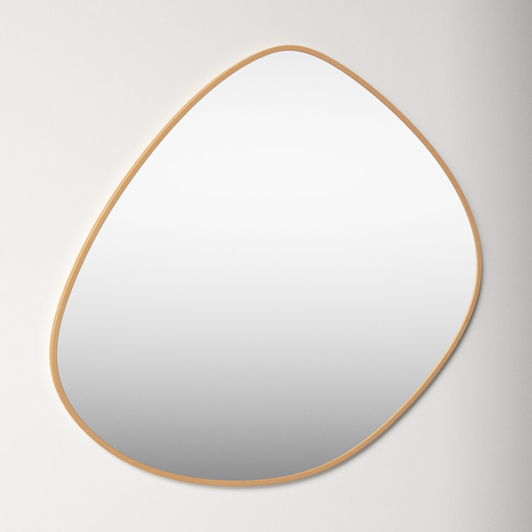 Asymmetrical Gold Metal Framed Wall Mirror, 37" x 36"