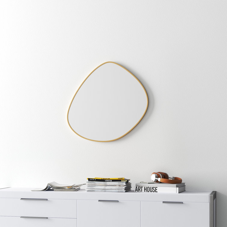 Gold Asymmetrical Metal Framed Wall Mirror