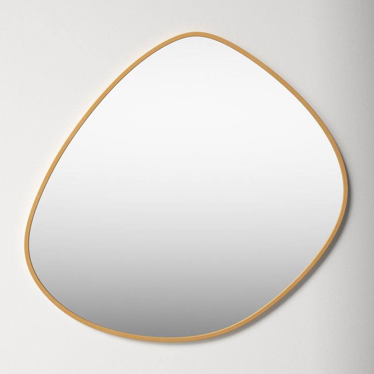 Gold Asymmetrical Metal Framed Wall Mirror