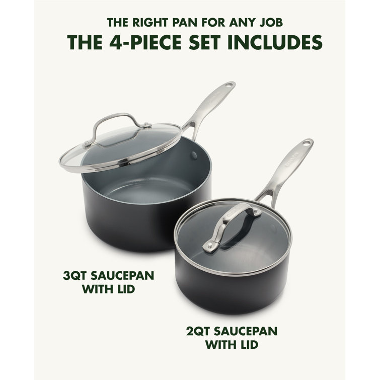 Gray Aluminum Nonstick Induction Safe Saucepan Set with Lids