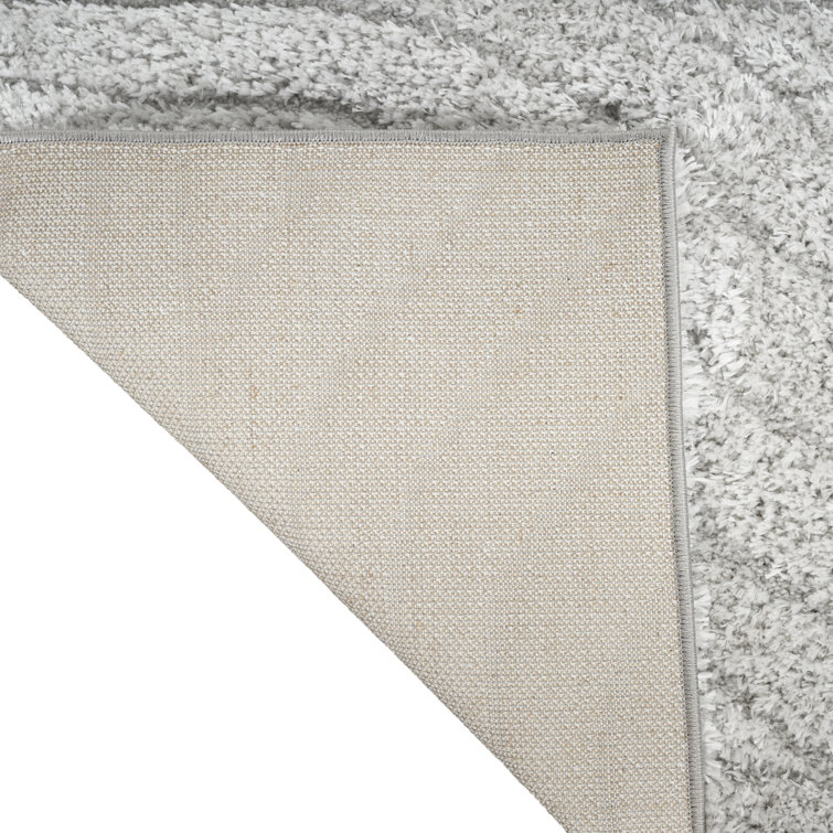 Silver Grey Abstract Shag Wool Synthetic 2' x 3' Rug