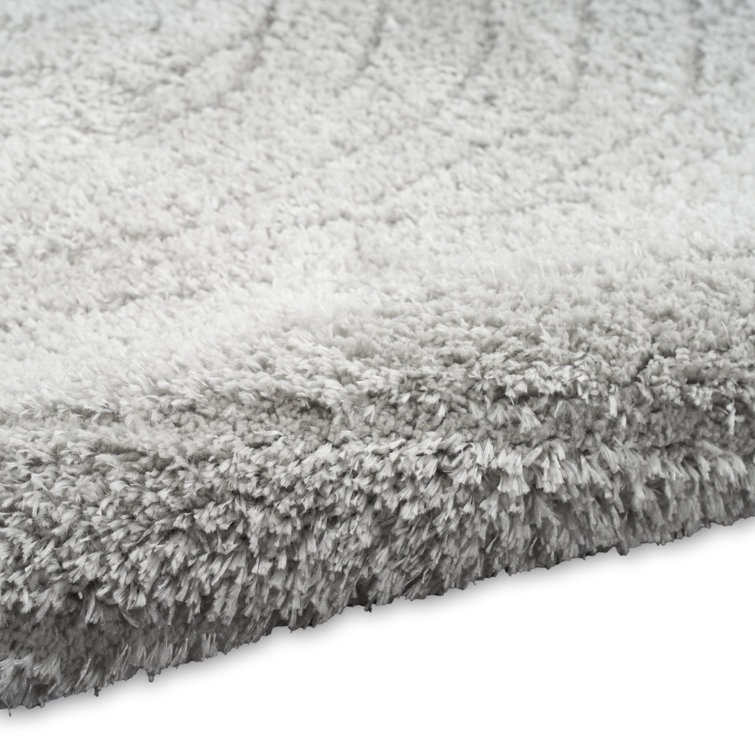 Silver Grey Abstract Shag Wool Synthetic 2' x 3' Rug