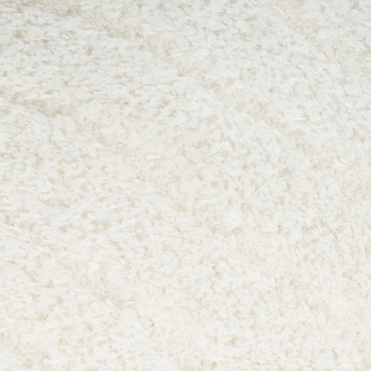 Ivory Abstract Shag Wool and Synthetic 4' x 6' Rug