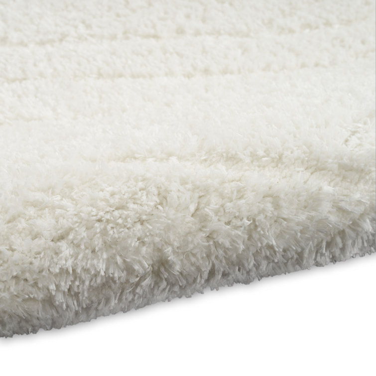 Ivory Abstract Shag Wool and Synthetic 4' x 6' Rug