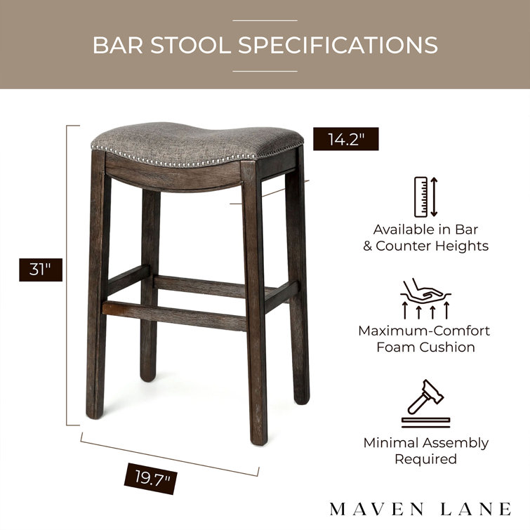 Adrien Saddle-Style Backless Bar Stool in Gray Wirebrush Finish