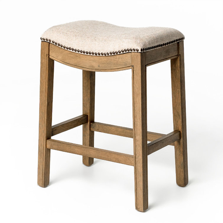 Adrien Brown Backless Saddle Wood Counter Stool