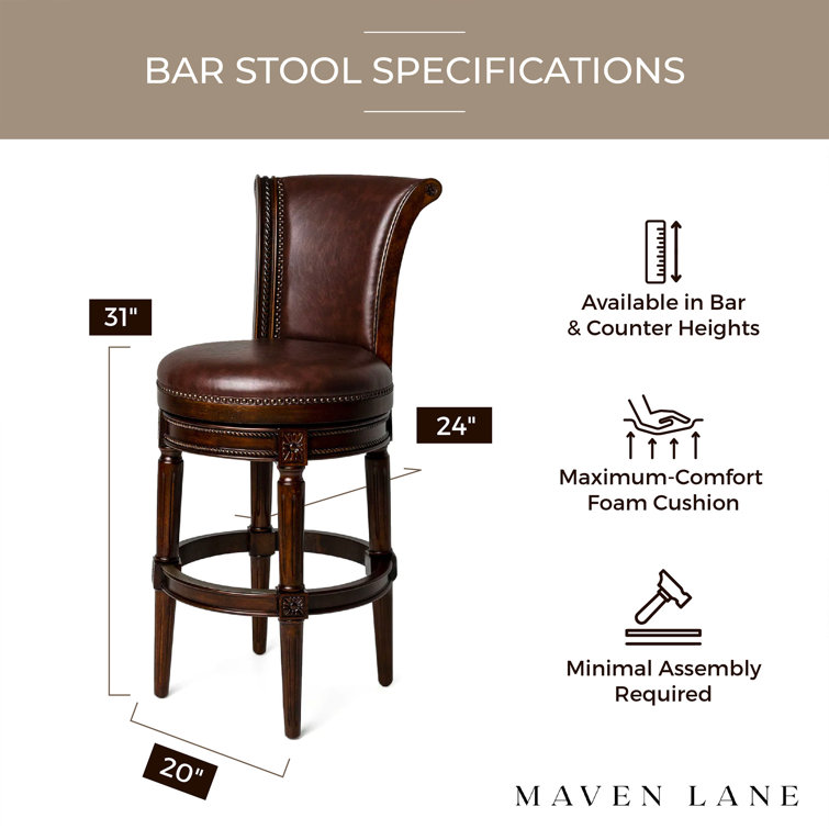 Pullman Dark Walnut 31" Swivel Bar Stool with Vegan Leather