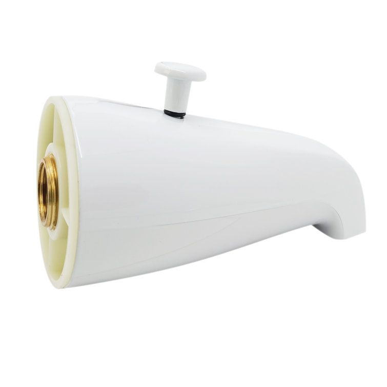 White Wall Mounted Chrome Tub and Shower Diverter Spout