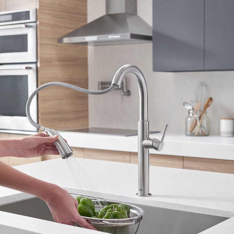 Stainless Steel Pull-Down Kitchen Faucet with Spray