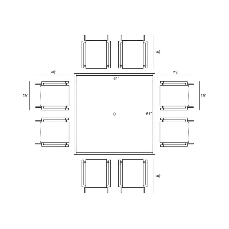 Placido 8-Person Slate Square Outdoor Dining Set with Ceramic Top