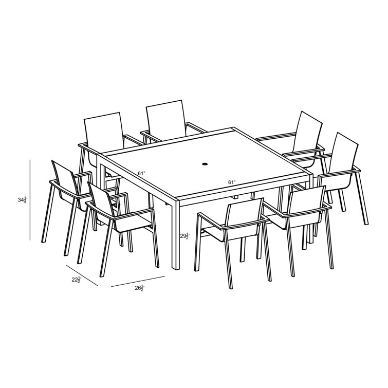 Placido 8-Person Slate Square Outdoor Dining Set with Ceramic Top