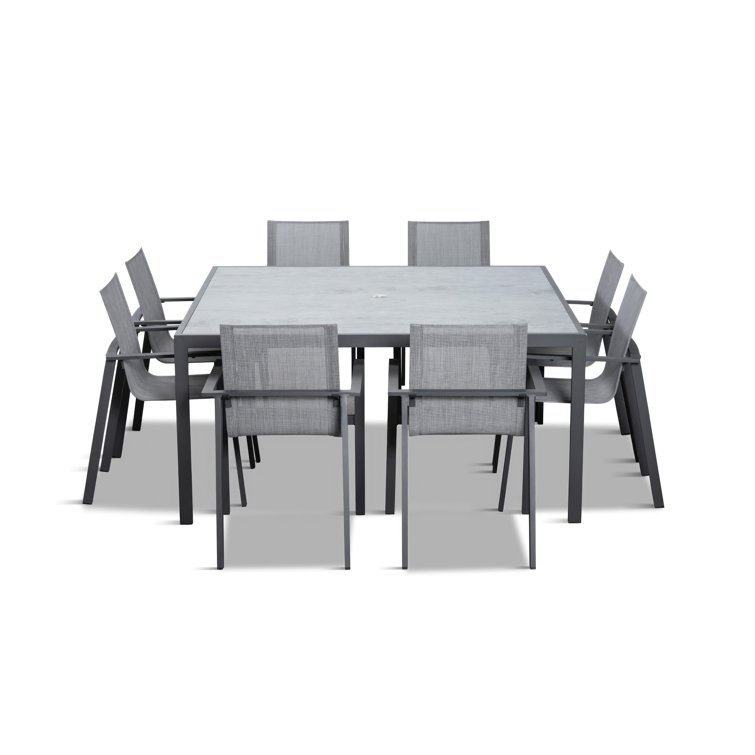 Placido 8-Person Slate Square Outdoor Dining Set with Ceramic Top