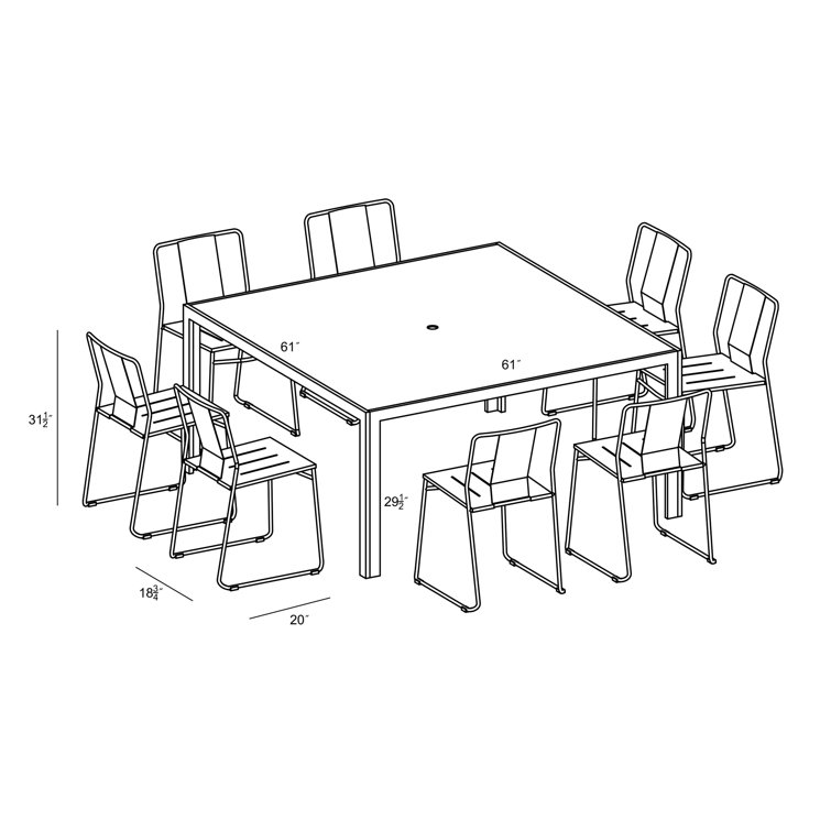 Matte White Modern Outdoor Dining Set with Tempered Glass Top