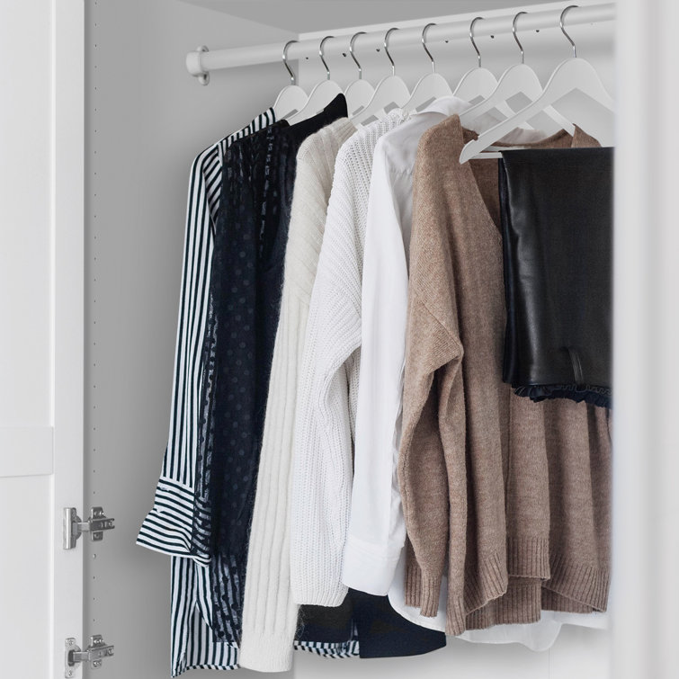White Wooden Suit Hangers with Non-Slip Bar, Set of 10