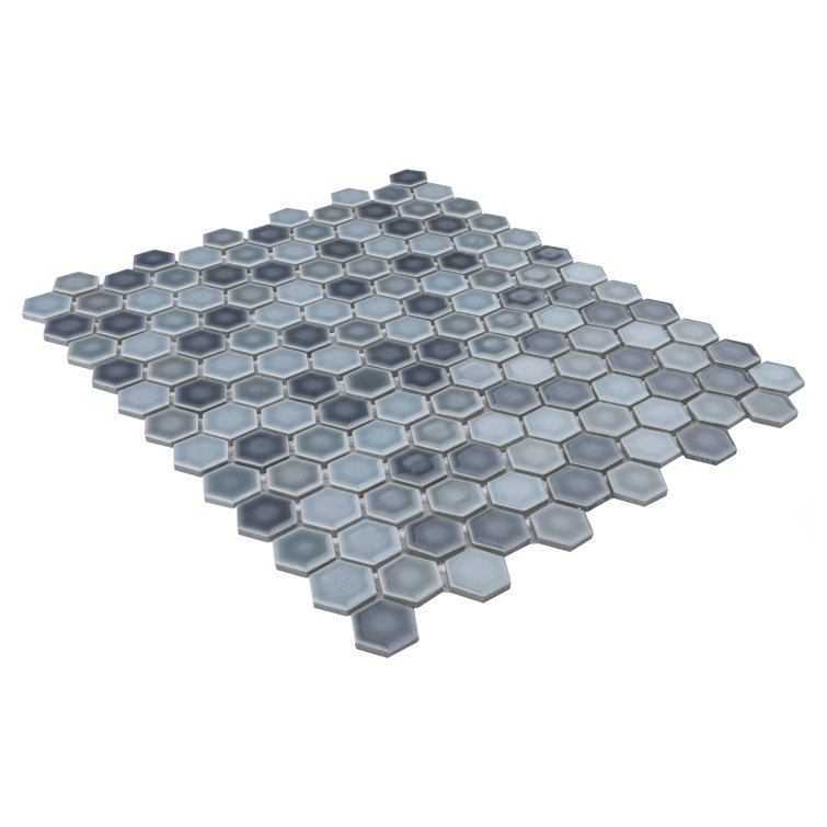 Stillwater Blue Hexagon Porcelain Mosaic Tile for Floor and Wall