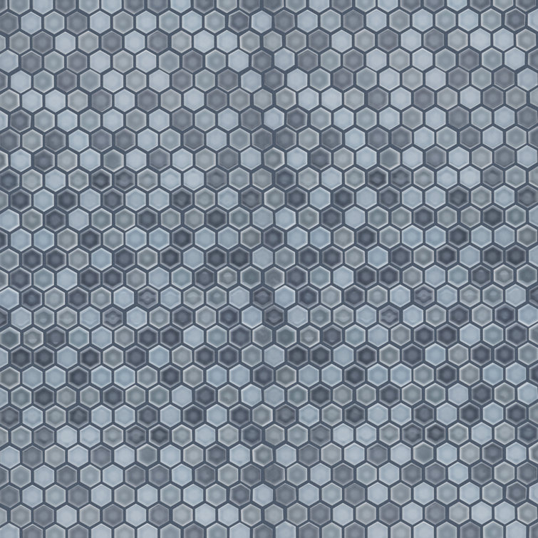 Stillwater Blue Hexagon Porcelain Mosaic Tile for Floor and Wall