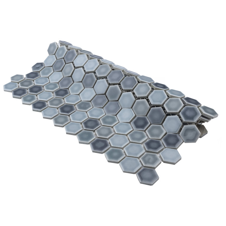 Stillwater Blue Hexagon Porcelain Mosaic Tile for Floor and Wall