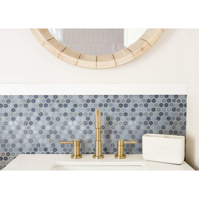 Stillwater Blue Hexagon Porcelain Mosaic Tile for Floor and Wall