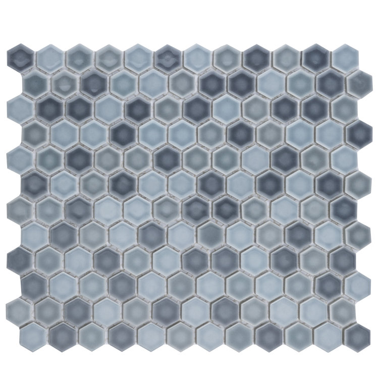 Stillwater Blue Hexagon Porcelain Mosaic Tile for Floor and Wall