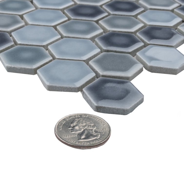 Stillwater Blue Hexagon Porcelain Mosaic Tile for Floor and Wall