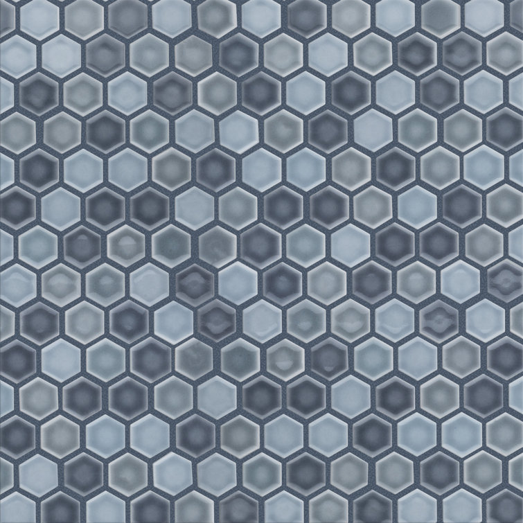 Stillwater Blue Hexagon Porcelain Mosaic Tile for Floor and Wall