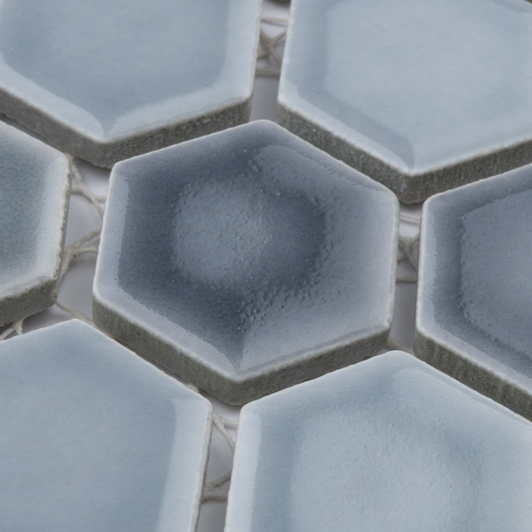 Stillwater Blue Hexagon Porcelain Mosaic Tile for Floor and Wall