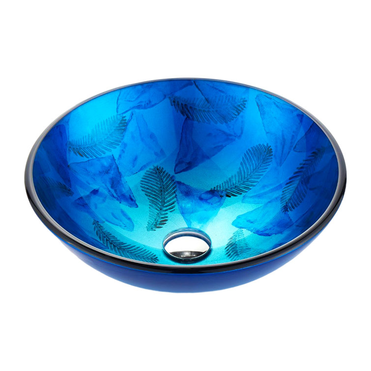 Stellar Blue Glass Above-Counter Circular Bathroom Sink
