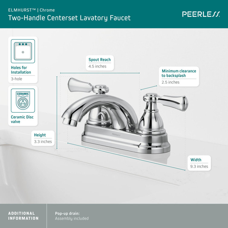 Elmhurst Chrome Two-Handle Centerset Bathroom Faucet