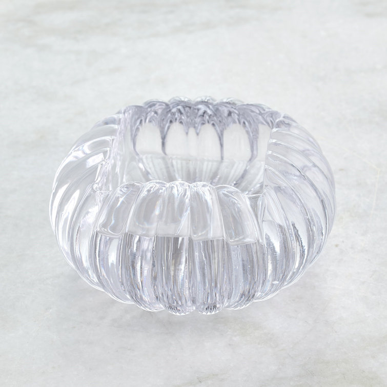 Clear Round Ribbed Glass Decorative Bowl