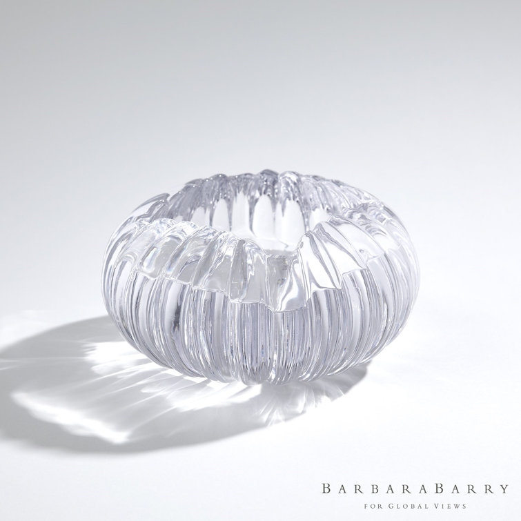 Clear Round Ribbed Glass Decorative Bowl