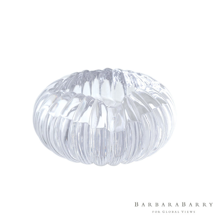 Clear Round Ribbed Glass Decorative Bowl