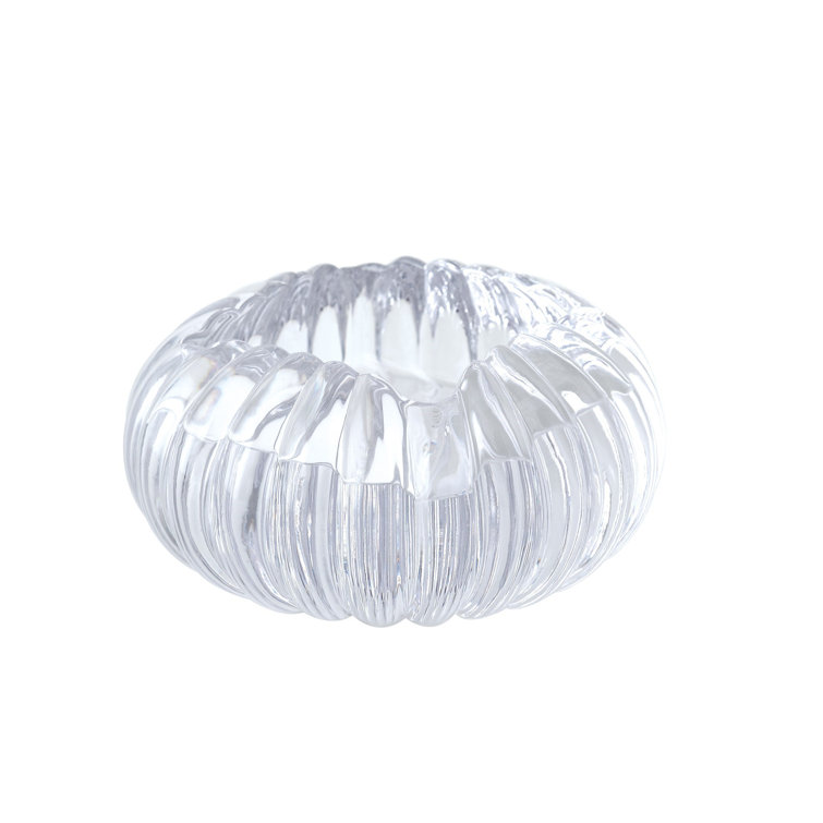 Clear Round Ribbed Glass Decorative Bowl