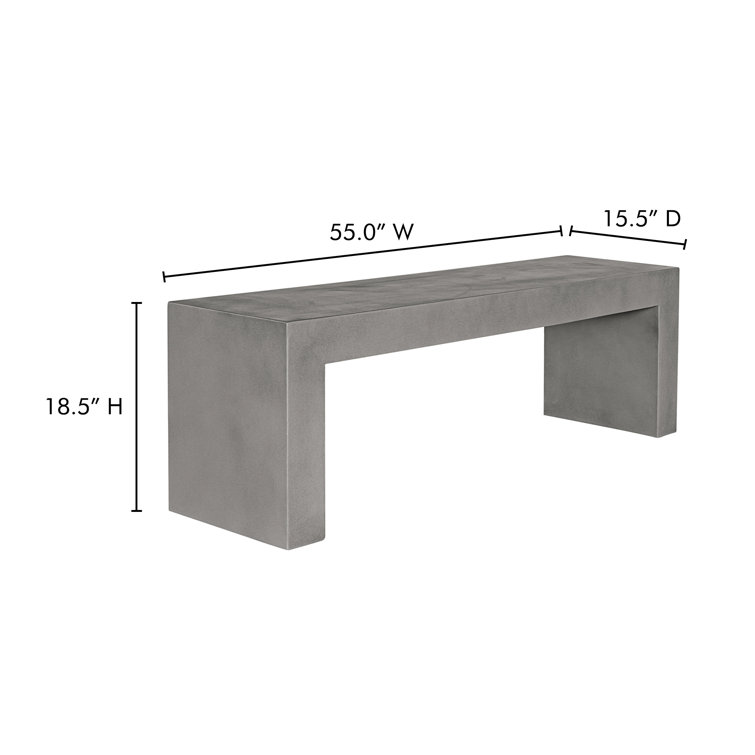 Brinlie Modern 55'' Grey Fiber-Reinforced Cement Outdoor Bench
